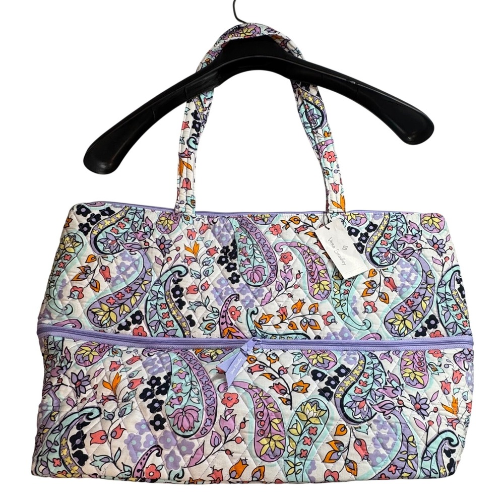 Vera Bradley NWT Expandable Travel Bag Maddalena Paisley Soft Quilted Cotton